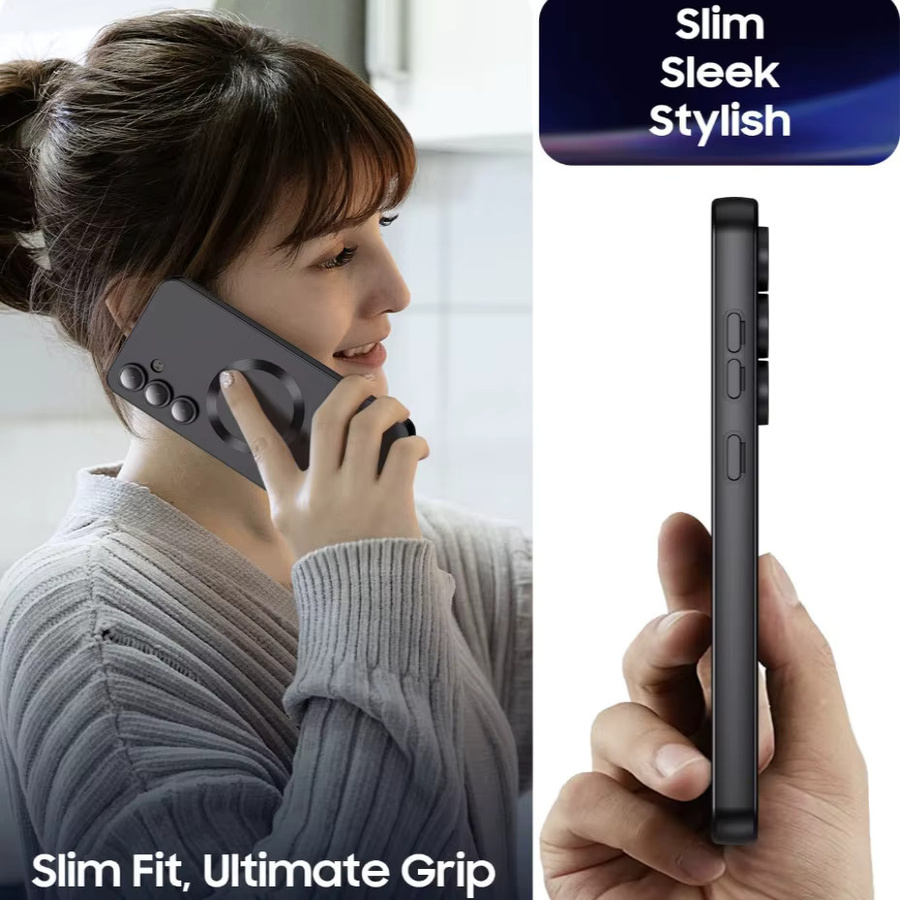 Magnetische Handyhülle für Samsung Galaxy A17 A56 A55 A16 A36 A05S mit Fallschutz-Bumper und Kameraobjektivschutz in Matt Metallic (Schwarz, Silber, Grün) - Bild 4