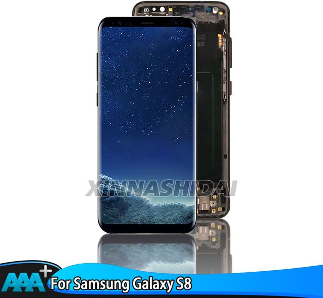 Samsung Galaxy S8 OLED-Display-Ersatzteil mit Rahmen und digitalem Touchscreen in Schwarz - Bild 1