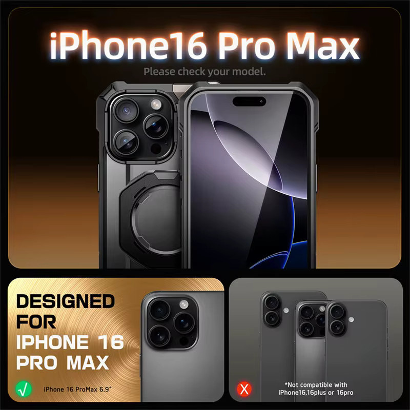 SUPCASE Magnetische Schutzhülle für iPhone 16 Pro Max in Schwarz mit Kamera-Steuerung und integriertem Ständer und UB Grip - Bild 2