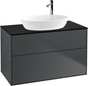 V&B Waschtischunterschrank Finion in Blau lackiert, Breite: 100 cm, Tiefe: 50,1 cm - Bild 1