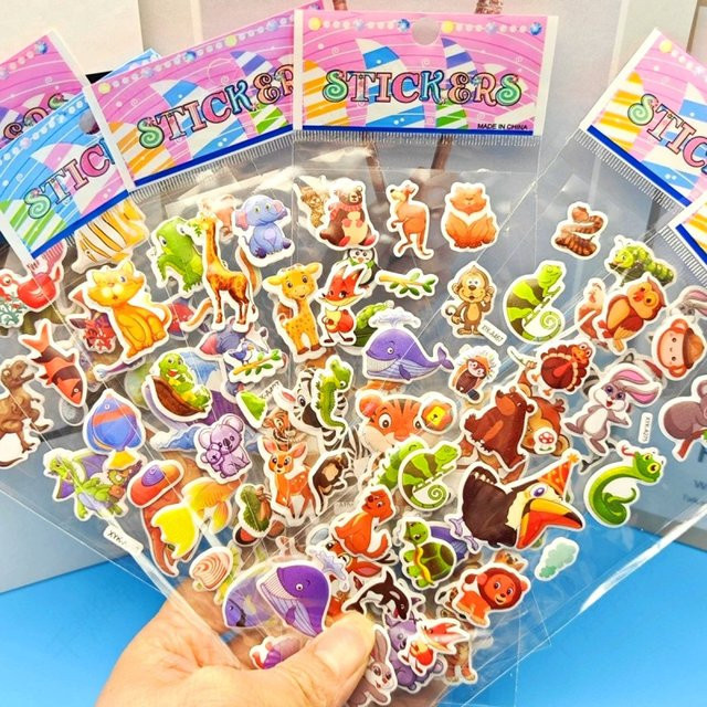 8 Stück ZSY 3D-Blasenaufkleber mit Wildtieren in Multicolor für Laptop und Wasserflaschen - Bild 1