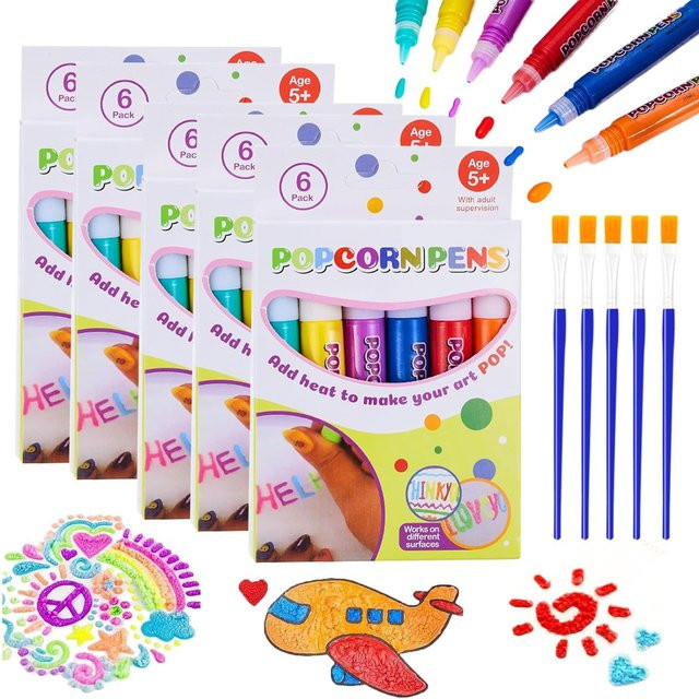 6er Set DIY Blase Popcorn 3D Magie Stifte für Puffy-Effekte in Mehrfarbig - Bild 1