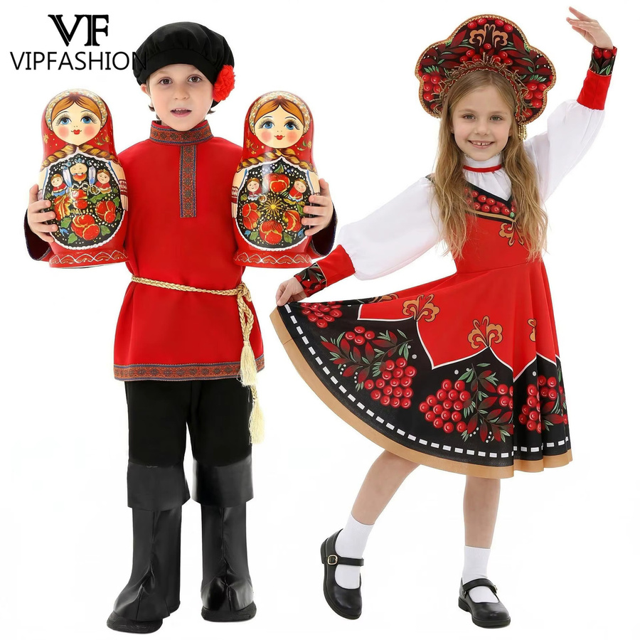 NADANBAO Russisches Volkskostüm, ethnisches Outfit, Plüsch / Textil - Bild 2