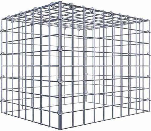 Gabiona C-Ring Anbaukorb Typ 3 aus Stahl in Silbergrau, B/T/H: 40 x 50 x 40 cm, Maschenweite 5 x 5 cm - Bild 1