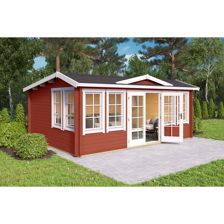 Lasita Blockbohlenhaus Balmoral Gartenhaus mit Satteldach in Schwedenrot, B/T/H: 530 x 380 x 239 cm - Bild 2