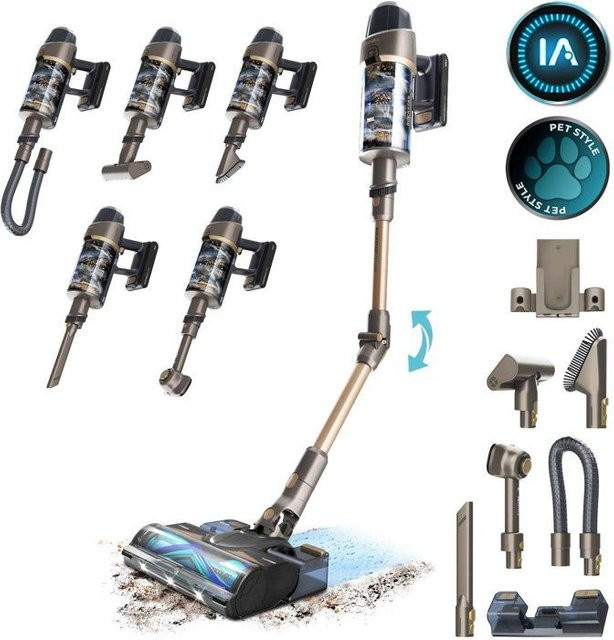 Akku-Staubsauger Cecotec Conga Rockstar RX90 AI AquaPet Flex in Gold mit 350 AW Saugkraft und 100 Minuten Akkulaufzeit - Bild 1