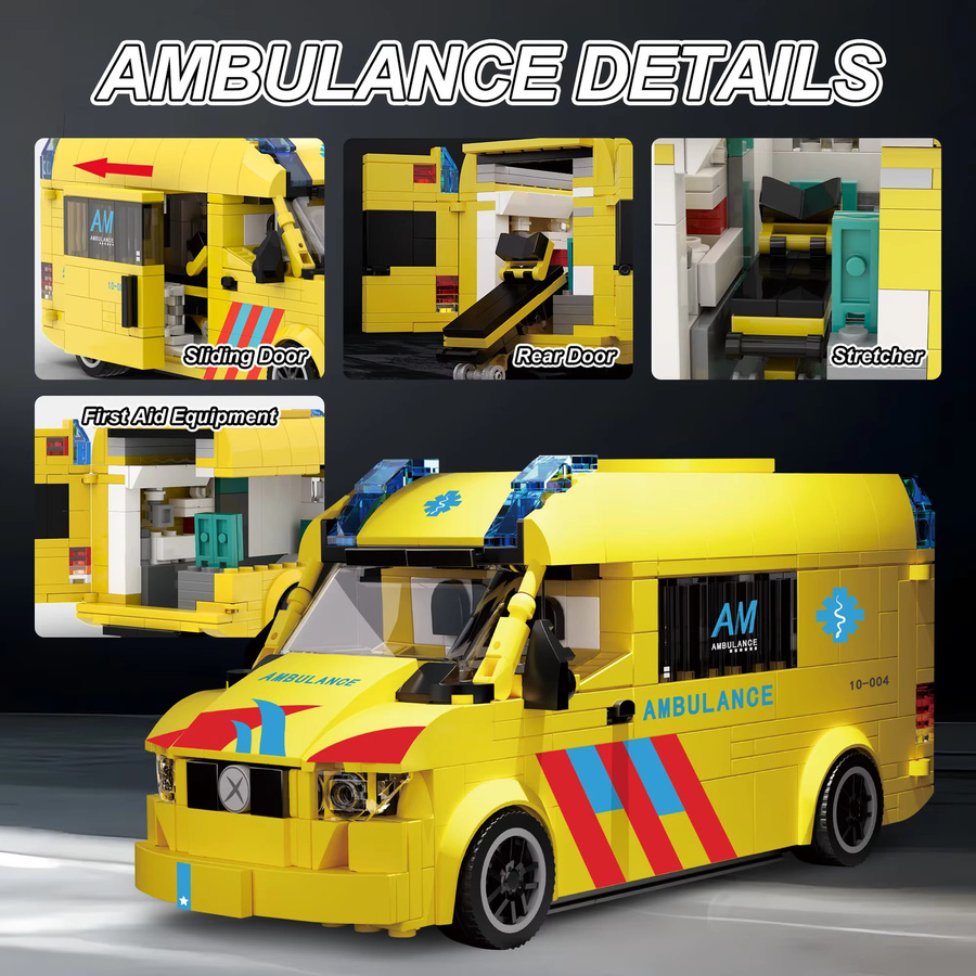 AMAZINGBLOKS Europäischer Stil Krankenwagen, Bausteine, 648 Teile, ab 14 Jahren - Bild 3