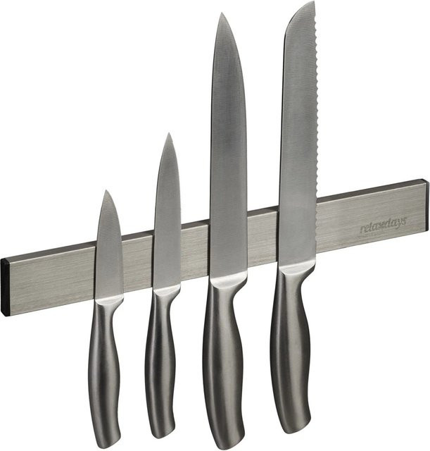 Relaxdays Magnetleiste aus Edelstahl und Kunststoff in Silber und Schwarz, B: 30 cm, H: 4 cm, T: 1 cm - Bild 1