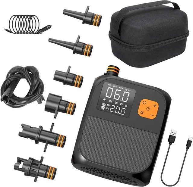 LIAESMART Kabellose elektrische Luftpumpe mit Touchscreen, 8000 mAh Luftkompressor in Schwarz für Auto, SUP, Paddle-Board und Kajak - Bild 1