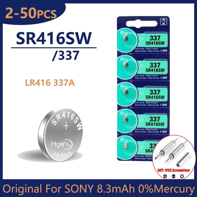 Sony SR416SW 337 Silberoxid-Knopfzellenbatterien 1,55V für Mini Wireless Ohrhörer und Uhren in Silber - Bild 1