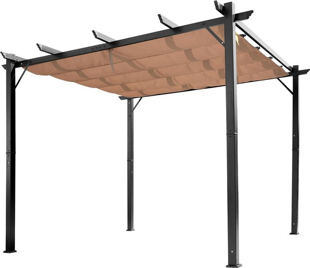 Outsunny Pergola Pavillon aus Aluminium mit einstellbarem Stoffdach für Terrasse und Garten, Farbe: Grau und Braun, B/T: 4 x 3 m - Bild 1