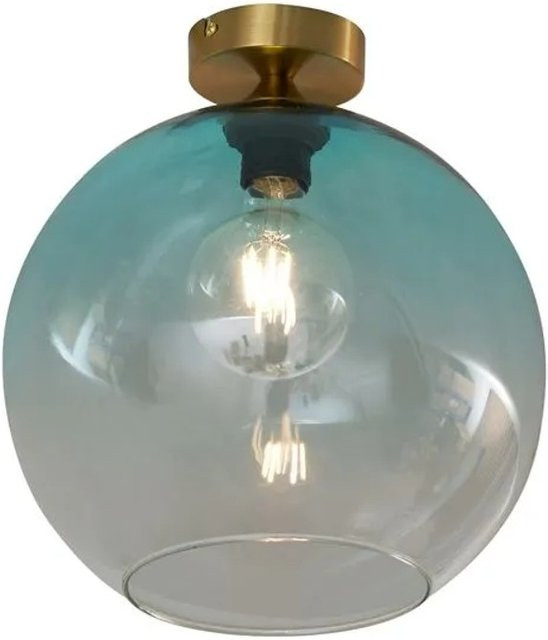 QAZQA Art Deco Deckenleuchte Sandra aus Messing mit blauem Glas - Bild 1