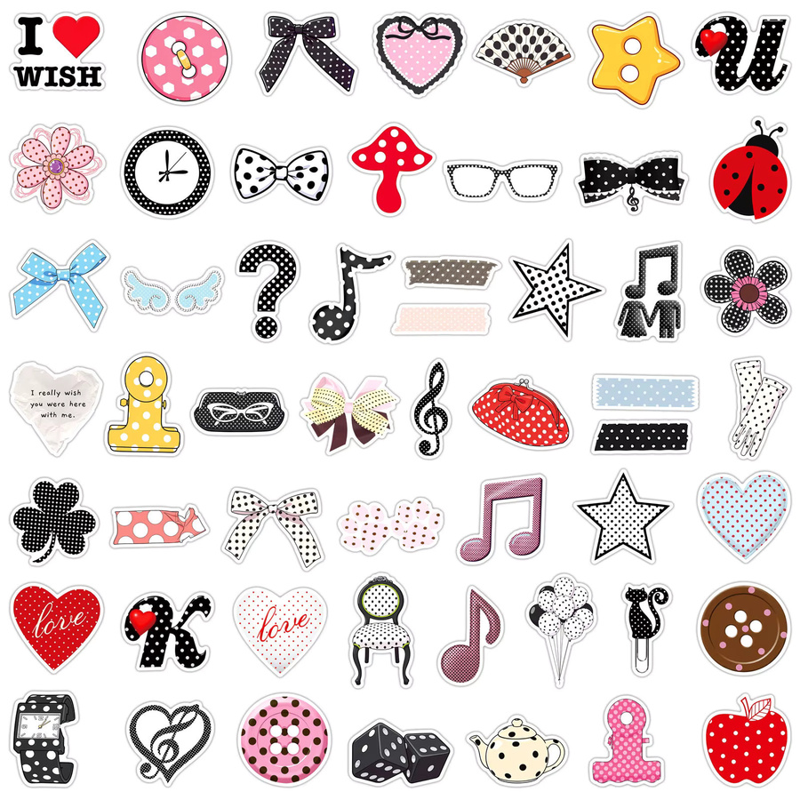 50 Stück GOGOTU Polka Dot Aufkleber im Graffiti Stil, Mehrfarbig, Dekorations-Sticker für Laptop, Kühlschrank und Gepäck - Bild 2