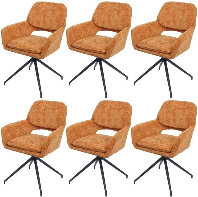 6er-Set MCW Esszimmerstuhl N74 in Ocker-Gelb mit Stoff Chenille und Auto-Return Funktion - Bild 2