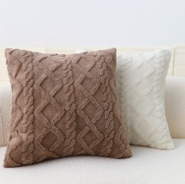 CANIRICA Plüsch Kissenbezug mit geometrischem Design in Weiß, B/T/H: 45 x 45 x 0 cm - Bild 1