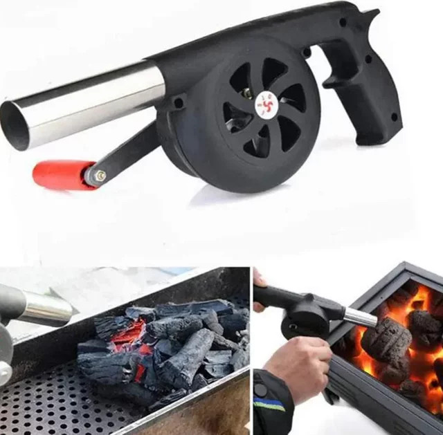 HOCOSHINE Tragbarer Handkurbel Lüfter als Grill Gebläse für Camping und Picknick, Schwarz - Bild 1