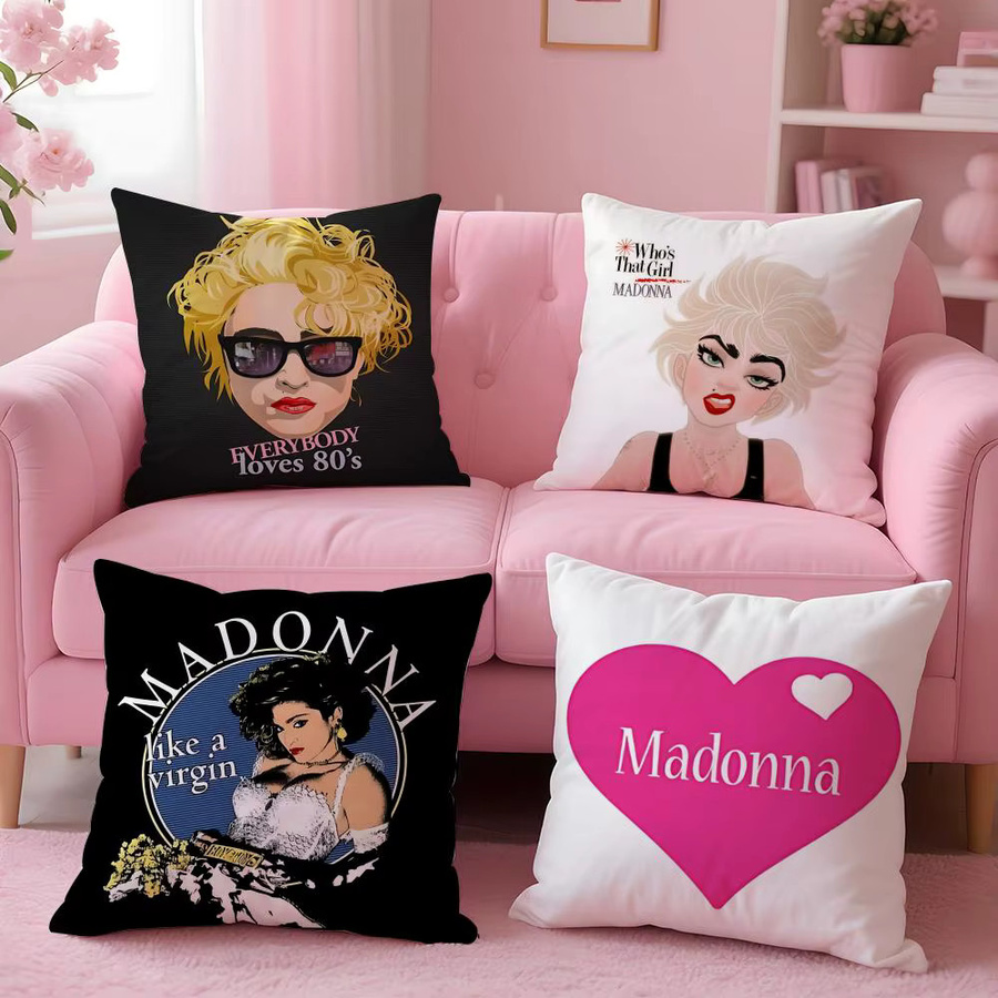 Singer Madonna Kissenbezug-Set, 4-teilig, Weiß, Dekorativ für Sofa und Heimdekoration, B/T/H: 50 x 50 cm, 45 x 45 cm, 40 x 40 cm - Bild 2