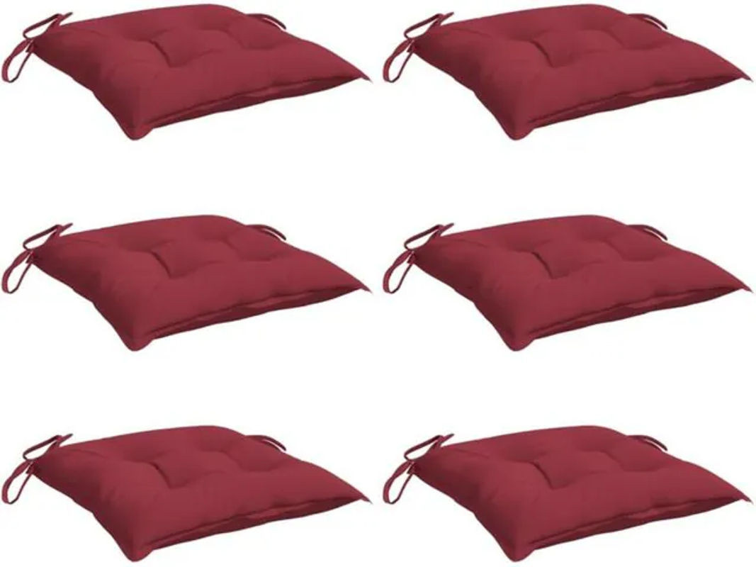 6er Set Stuhlkissen aus Oxford-Gewebe von vidaxl in Weinrot, B/T/H: 40 x 40 x 7 cm - Bild 1