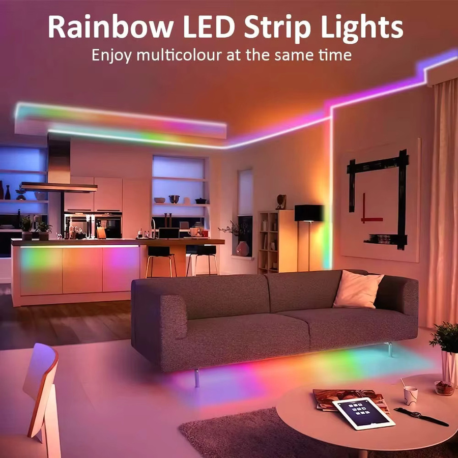 Acosh RGBIC Neon Flex LED Streifen mit Tuya App-Steuerung, USB-Betrieb, 5m Länge, Multicolour, WS2812B Dynamische Beleuchtung für Schlafzimmer und Spielzimmer - Bild 2