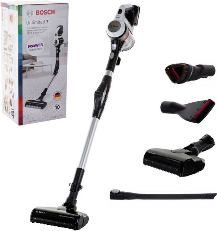 Bosch BBS711W Akku-Stabstaubsauger beutellos in Schwarz, Silber und Weiß mit Edelstahl-Elementen und 0,3 l Behältervolumen - Bild 2