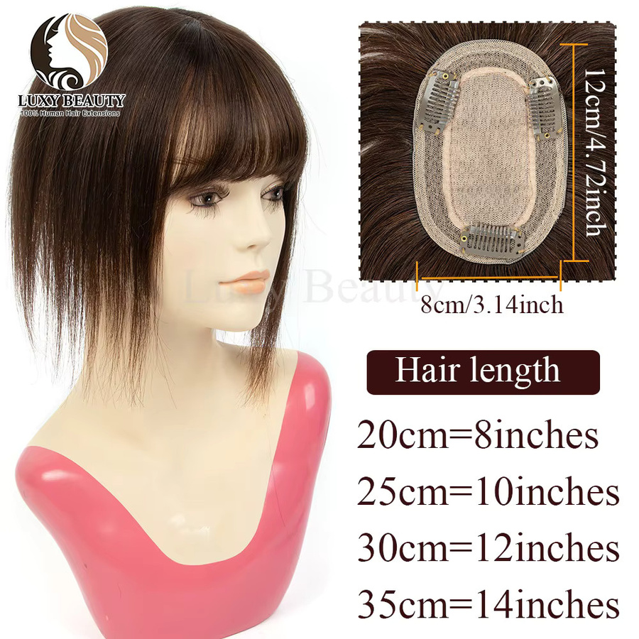 Luxy Beauty Echthaar Topper mit Pony, Schwarz-Braun, Damen - Bild 4