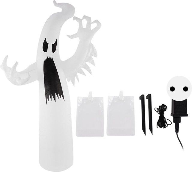 KONNWEI Halloween Aufblasbarer Weißer Geist mit Bunter LED-Beleuchtung IP44 Wasserdicht aus Polyester - Bild 1