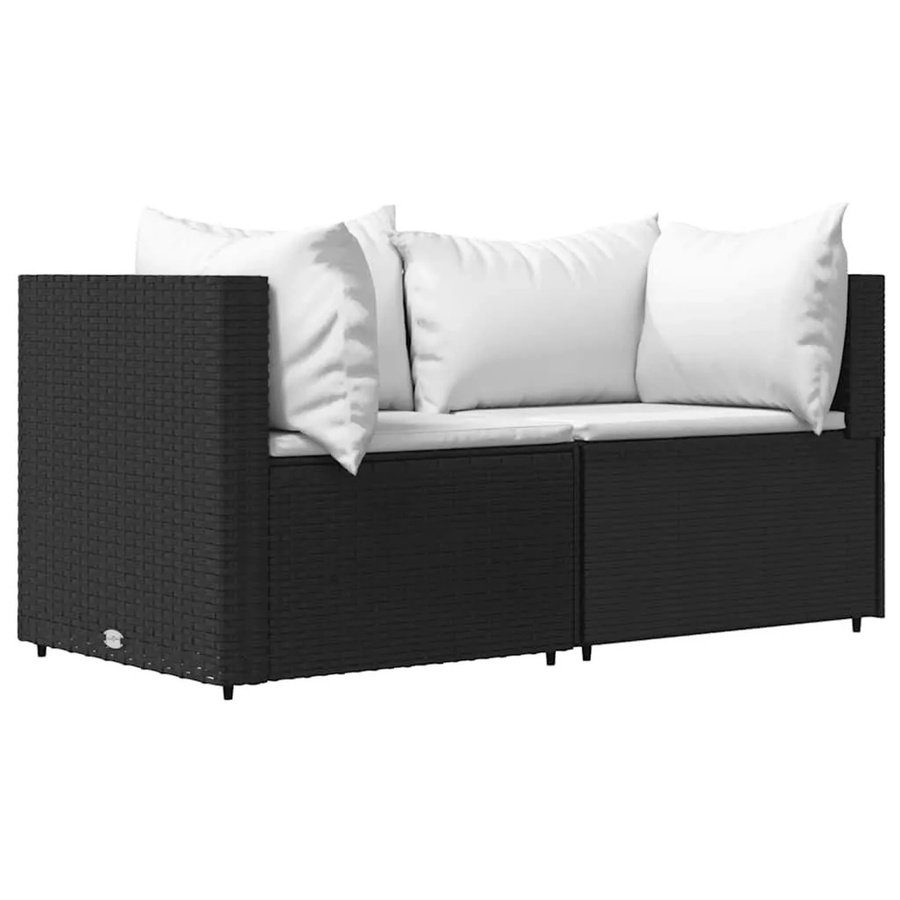 vidaXL Garten-Ecksofa Set aus Poly Rattan mit Kissen in Schwarz - Bild 2