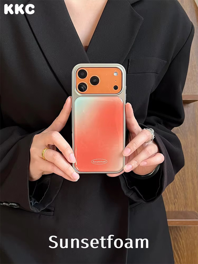 DecoPhone Handyhülle im koreanischen minimalistischen Stil mit Farbverlauf und Anti-Sturz-Kanten für iPhone XR bis iPhone 17 Pro Max, Multicolour/Silber - Bild 4