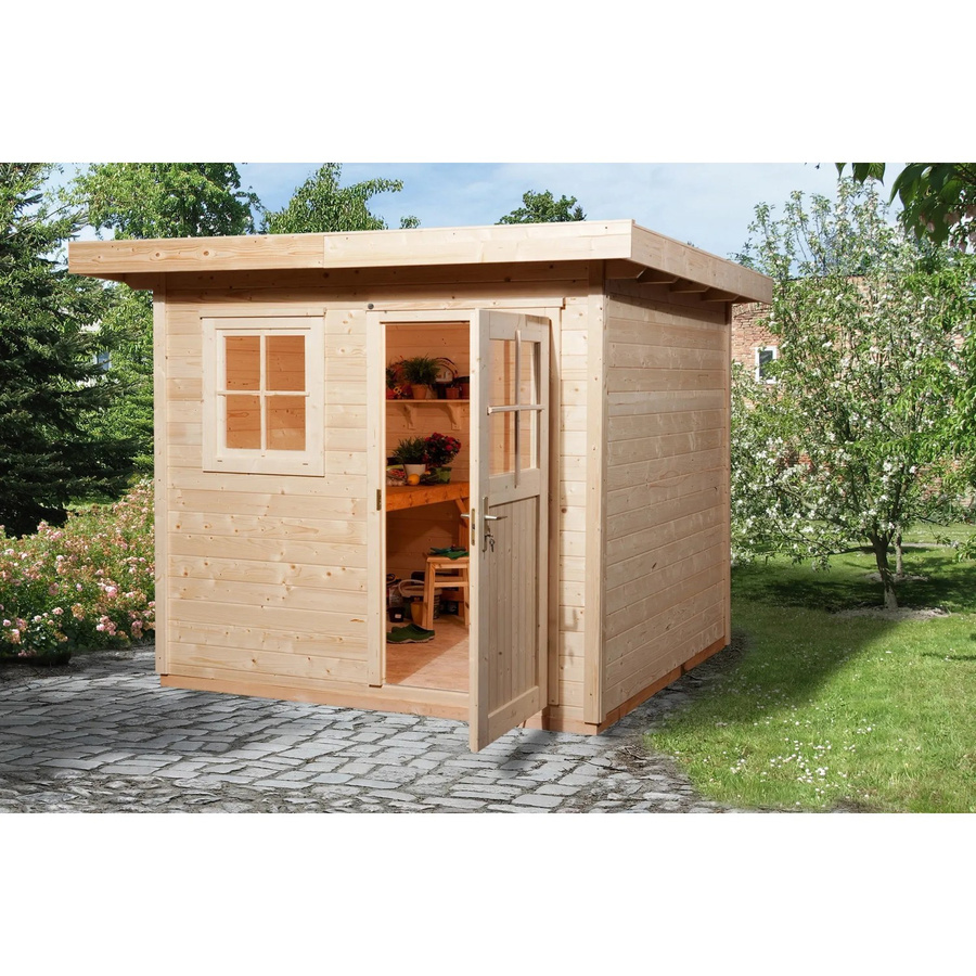 WEKA Gartenhaus 170 Gr.1 aus Holz mit Flachdach in Beige, B/H/T: 280 x 226 x 235 cm - Bild 2