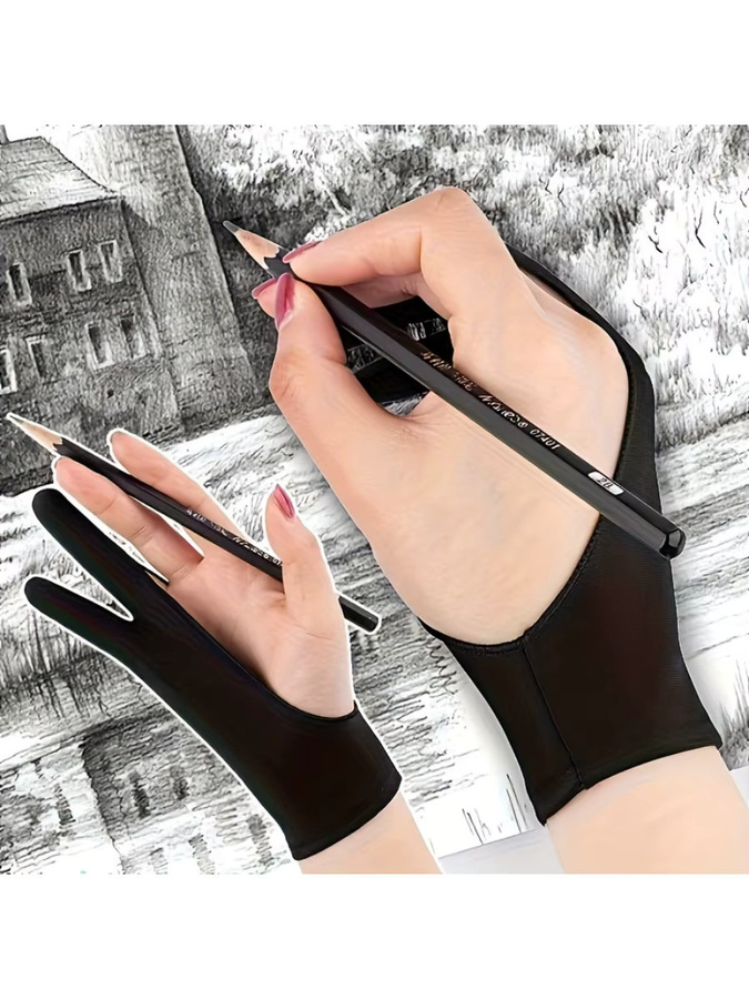 Schutzhandschuhe für Malerei und Skizzen in Schwarz mit Zwei-Finger-Design zur Vermeidung von Schmutz und Schweiß - Bild 6