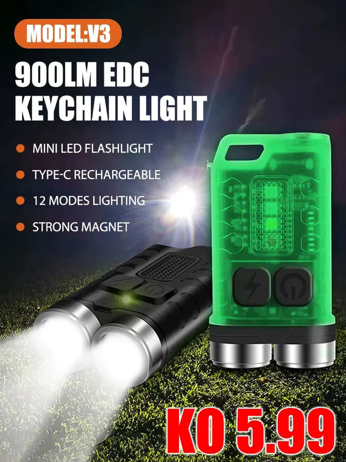 XIWANGFIRE V3 EDC LED-Taschenlampe mit Magnet, UV-Funktion und wiederaufladbarem Akku als Mini-Schlüsselanhänger - Bild 4