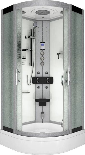 AcquaVapore Dampfdusche Duschkabine mit Regendusche, Handbrause, Körperdüsen und LED-Beleuchtung, Weiß, B/T: 100 x 100 cm - Bild 1