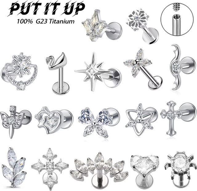 PUTITUP Ohrstecker-Set, Titan, Zirkonia, Silber, Unisex - Bild 1