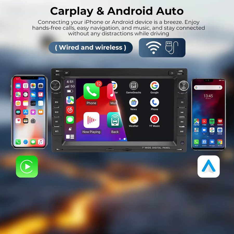Gearelec Android 14 Autoradio mit 7 Zoll Display für Volkswagen VW Passat Golf Polo Bora T5, Multimediaplayer mit GPS, WLAN und AUX-Eingang, Schwarz - Bild 2