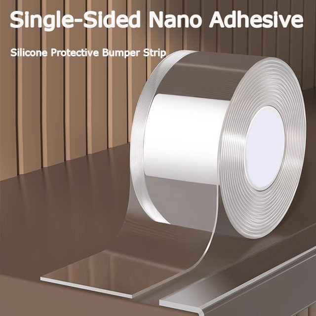 Einseitiges Nano-Klebeband mit Silikon-Antikollisionsstreifen, transparent und verstärkt - Bild 1