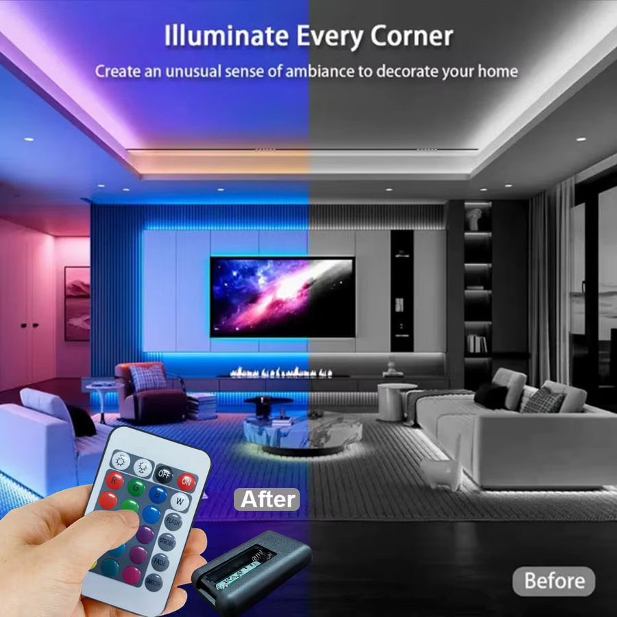 Acosh RGB Neon-Flex LED-Lichterkette für TV-Hintergrundbeleuchtung mit 24-Tasten-Fernbedienung und dimmbarer Helligkeit in Mehrfarbig - Bild 2