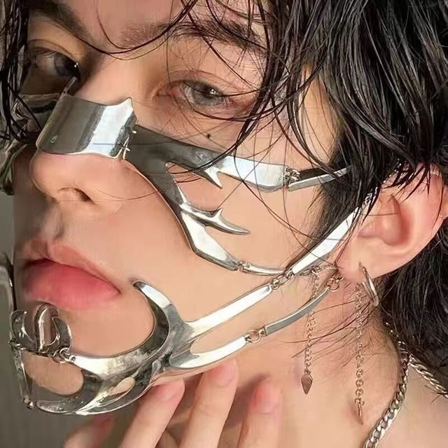 Maske aus Stahl, mechanisches Design, Metall, Cosplay - Bild 1