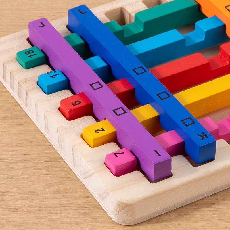 Tlewj Montessori Sticks Puzzle aus Holz als pädagogisches Lernspielzeug für Mathematik und kognitive Entwicklung in Bunt/Mehrfarbig - Bild 2