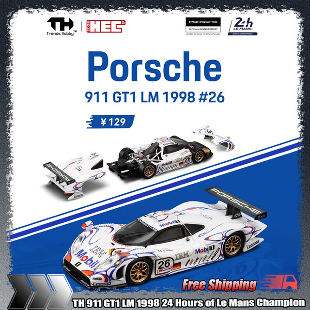 Bburago 911 Gt1 Lm 1998 24-H Le Mans Champion Car, Miniaturmodellspielzeug, 1:64, Metall - Bild 1