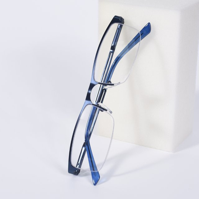 Lesebrille, Halbrahmen, quadratisch, Metall, blau, Herren, Blaulichtfilter - Bild 1