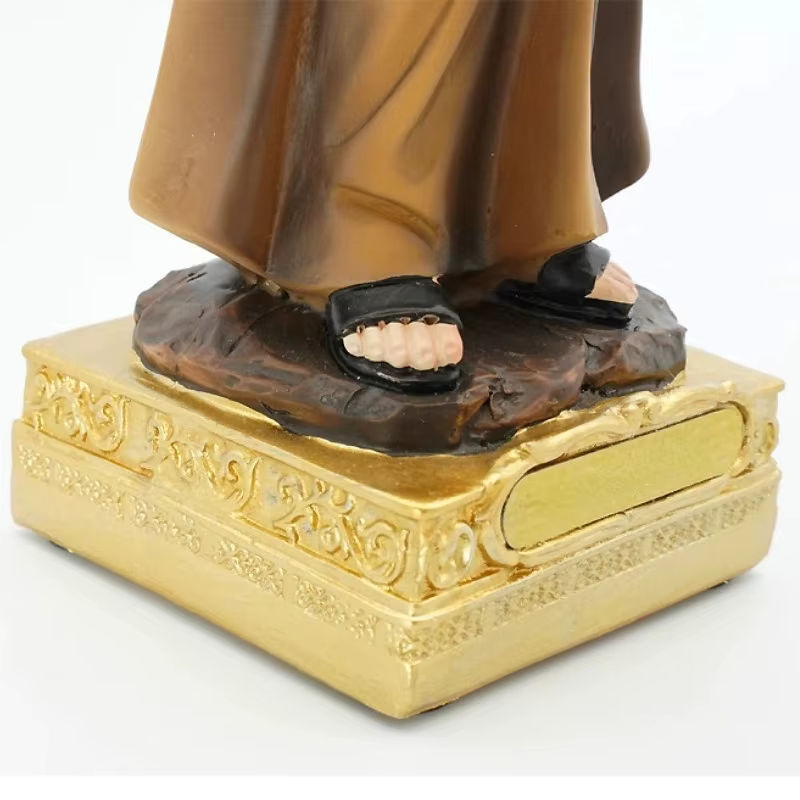 Katholische Heiligenstatue Antonius von Padua als Dekoration aus Kunstharz in Braun, B/T/H: 22,5 x 22,5 x 22,5 cm - Bild 4