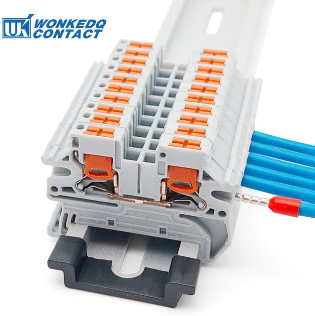 WONKEDQ PTV 2,5 Seitlicher Eingangsklemmenblock Steckverbinder für DIN-Schienenmontage, Grau, 2,5 mm2 - Bild 1