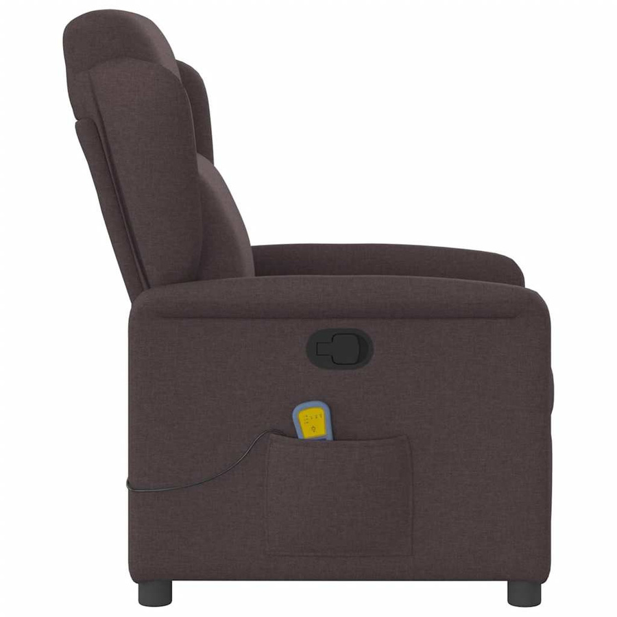 vidaXL Massagesessel Dunkelbraun mit Liegefunktion und Vibrationsfunktion aus Stoff - Bild 4