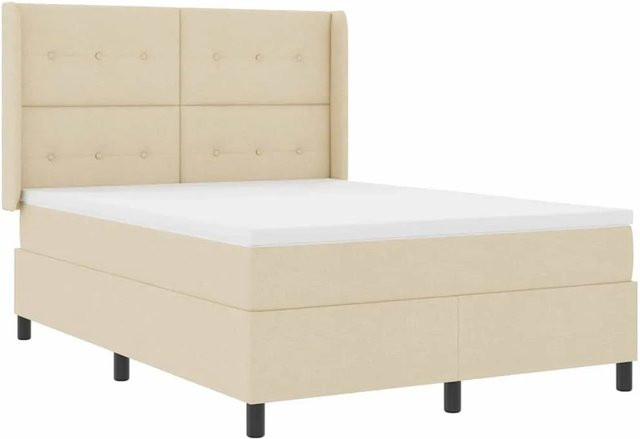 vidaXL LED Boxspringbett mit Matratze in Beige, B/T/H: 140 x 190 x 280 cm, modernes Design mit Unterbettbeleuchtung und Taschenfederkern - Bild 1