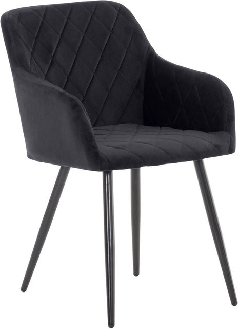 DELUKE Esszimmerstuhl LISAN aus Samt in Schwarz mit Armlehnen, B/T/H: 47 x 44 x 84 cm - Bild 1