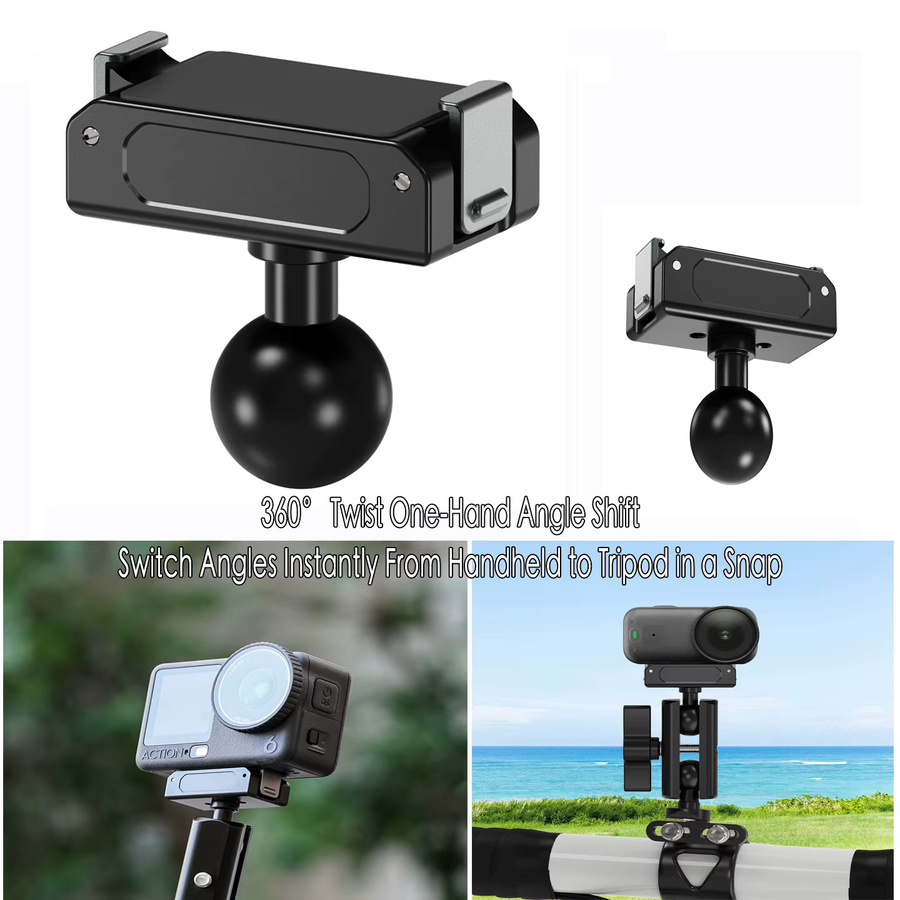 DJI Action 6 Osmo Nano Magnetische Quick Release Basis Halterung mit Dual Klaue Schnalle und 1/4 Zoll Stativ Adapter in Schwarz - Bild 4