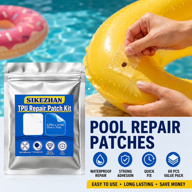 Transparentes TPU-Reparatur-Patch-Set aus Kunststoff für aufblasbare Schwimmringe, Pool-Luftmatratzen und Luftbetten - Bild 1