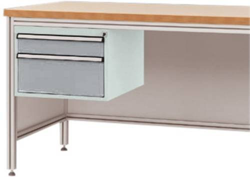 Manuflex ZB4575.9006 Gehäuse-Unterbau für ALU-Arbeitstische in Silber/Grau mit 2 Schubfächern, Nutzhöhe: 300 mm, für Tischtiefe: 600 mm - Bild 1