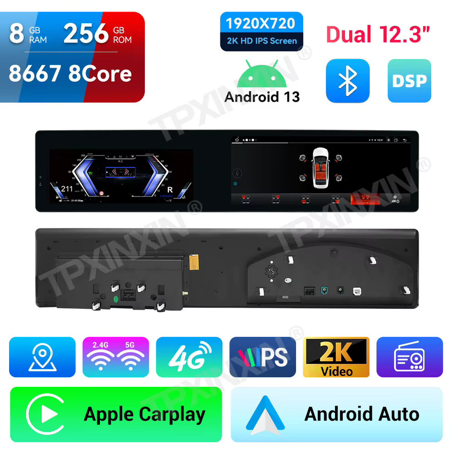 TPXINXIN Dual Screen Android Carplay Auto Radio mit GPS Navigation für BMW 5 Serie 2011 bis 2017 in Schwarz - Bild 4