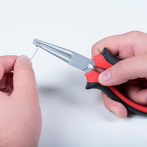 Connex Rundzange in Silber, Rot und Schwarz, Länge: 12 cm - Bild 1